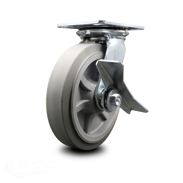 8 Inch Heavy Duty Thermoplastic Rubber Caster with Ball Bearing and Brake SCC